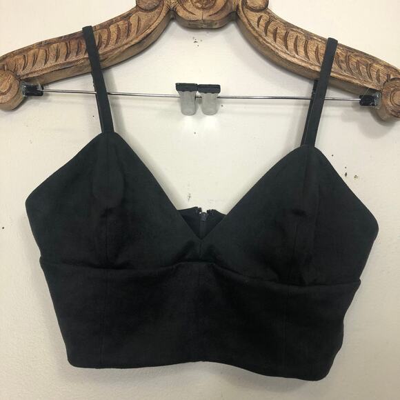 Aritzia Talula Faux Suede Martello Bustier Crop Top Charcoal Dark Grey 10 - Picture 4 of 7